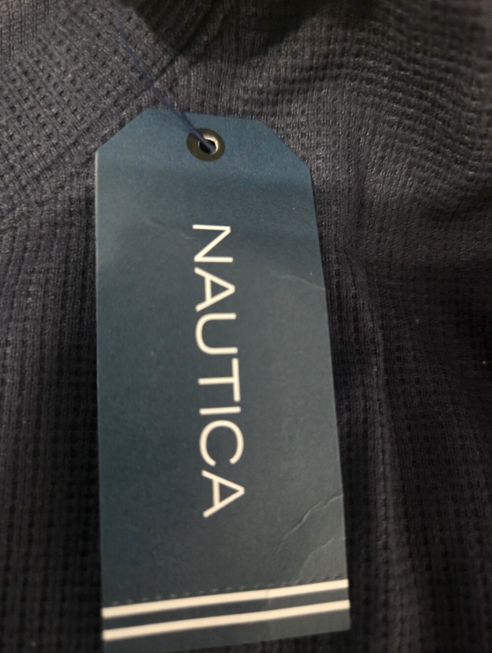 NWT Nautica Men’s Large Navy Waffle Knit Sleepwear Long Sleeve Top - Picture 5 of 5